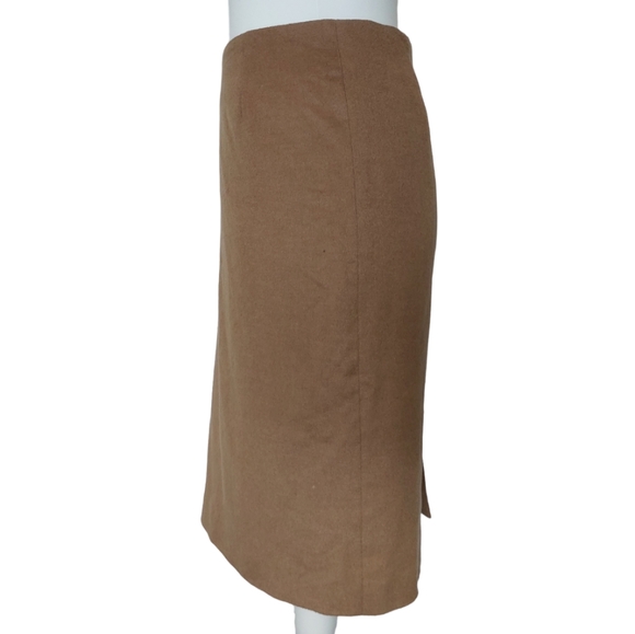Jigsaw Pencil Skirt Wool Angora Cashmere Blend Beige Size 14 Fuzzy Midi 34"W - Picture 2 of 11